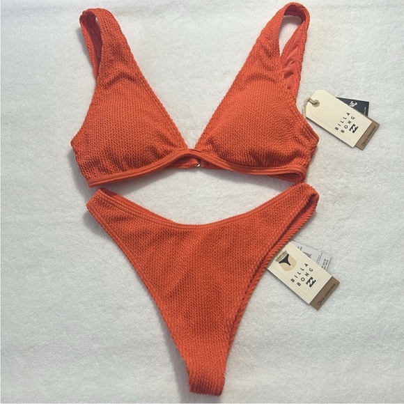 Billabong Medium Bikini Summer High Ava Tank fixed and Skimpy Hike in papaya NWT - Picture 1 of 12